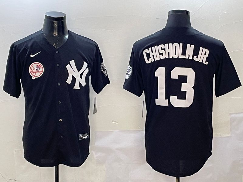 Men New York Yankees 13 Chisholm jr Black Fashion Game 2025 Nike MLB Jersey style 3